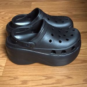 Black platform slip on clogs, Unworn, high platform